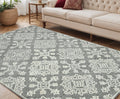 5 X 7 Gray And Ivory Wool Oriental Hand Hooked Area Rug