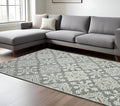8 X 10 Gray And Ivory Wool Oriental Hand Hooked Area Rug