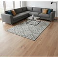 8 X 11 Gray And Ivory Wool Geometric Hand Hooked Area Rug