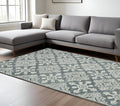 8 X 10 Dark Gray And Ivory Wool Oriental Hand Hooked Area Rug