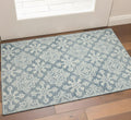 2 X 3 Sky Blue And Ivory Wool Oriental Hand Hooked Area Rug