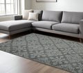 8 X 11 Graphite And Gray Wool Oriental Hand Hooked Area Rug