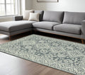 8 X 10 Slate Gray And Ivory Wool Oriental Hand Hooked Area Rug