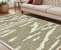 5 X 8 Beige And Brown Wool Abstract Hand Hooked Area Rug