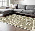 8 X 10 Beige And Brown Wool Abstract Hand Hooked Area Rug