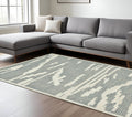 9 X 13 Gray And Ivory Wool Abstract Hand Hooked Area Rug