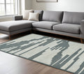 8 X 10 Blue And Ivory Wool Abstract Hand Hooked Area Rug