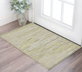 2 X 3 Gray And Ivory Wool Striped Hand Hooked Area Rug