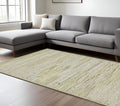 8 X 10 Gray And Ivory Wool Striped Hand Hooked Area Rug