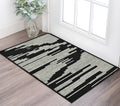 2 X 3 Black And Ivory Wool Abstract Hand Hooked Area Rug