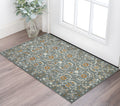 2 X 3 Orange Gray And Ivory Wool Floral Medallion Hand Hooked Area Rug