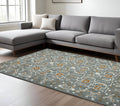 8 X 10 Orange Gray And Ivory Wool Floral Medallion Hand Hooked Area Rug