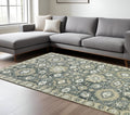 8 X 10 Gray Ivory And Beige Wool Floral Medallion Hand Hooked Area Rug