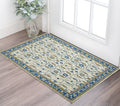 2 X 3 Blue Beige And Brown Wool Oriental Hand Hooked Area Rug