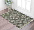 2 X 3 Dark Gray And Ivory Wool Geometric Hand Hooked Area Rug