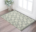 2 X 3 Ivory And Gray Wool Geometric Hand Hooked Area Rug