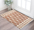 2 X 3 Rust And Ivory Wool Argyle Hand Hooked Area Rug