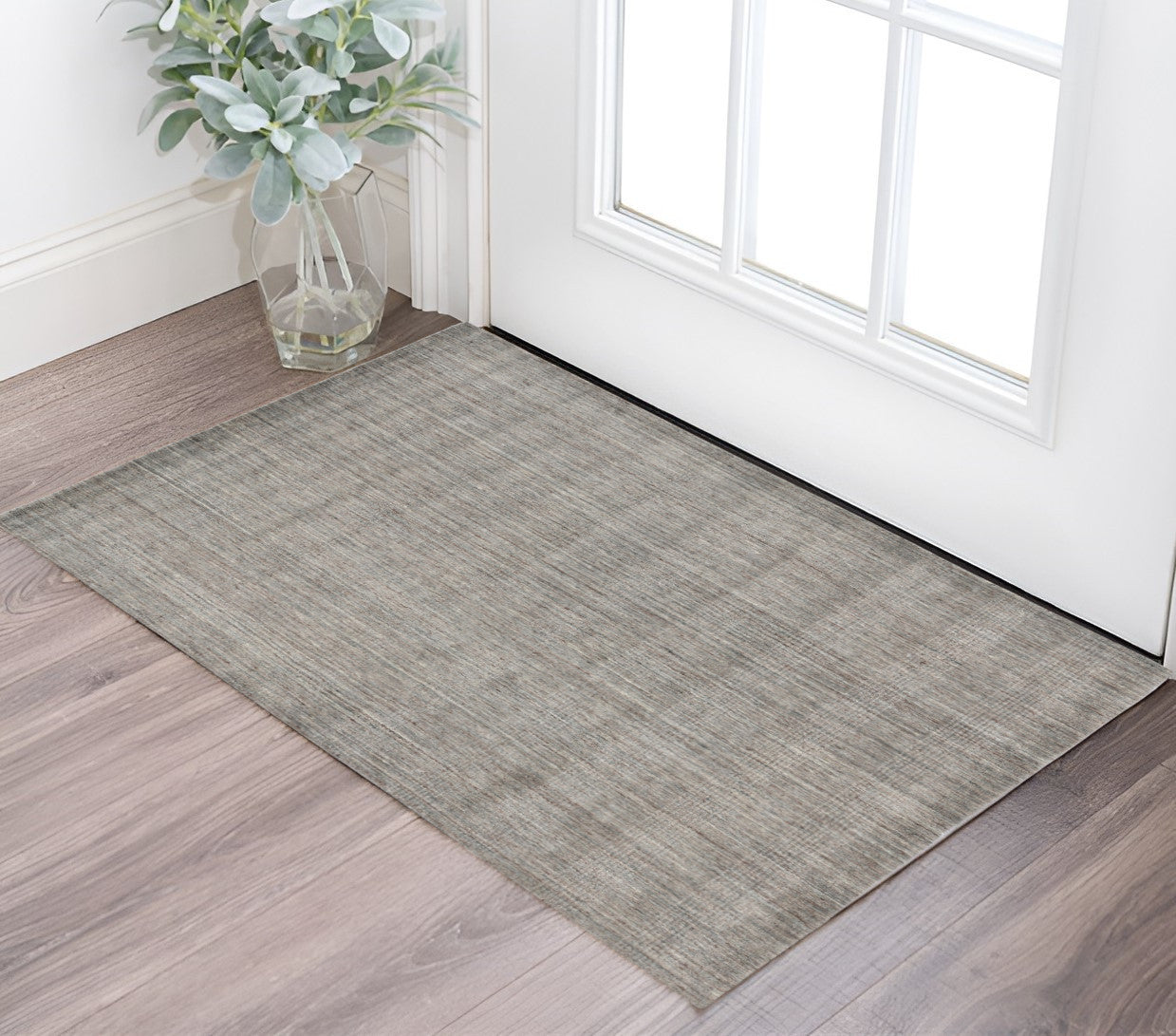 2 X 3 Gray And Light Brown Wool Abstract Hand Woven Area Rug