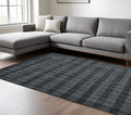 8 X 10 Charcoal And Gray Wool Plaid Hand Woven Area Rug