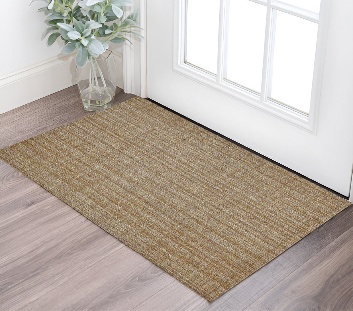 2 X 3 Ivory And Rust Wool Striped Hand Tufted Area Rug