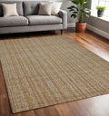 5 X 7 Ivory And Rust Wool Striped Hand Tufted Area Rug