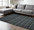 8 X 10 Black Ivory And Charcoal Wool Plaid Hand Tufted Area Rug