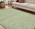 5 X 7 Green And Light Green Wool Striped Hand Tufted Area Rug