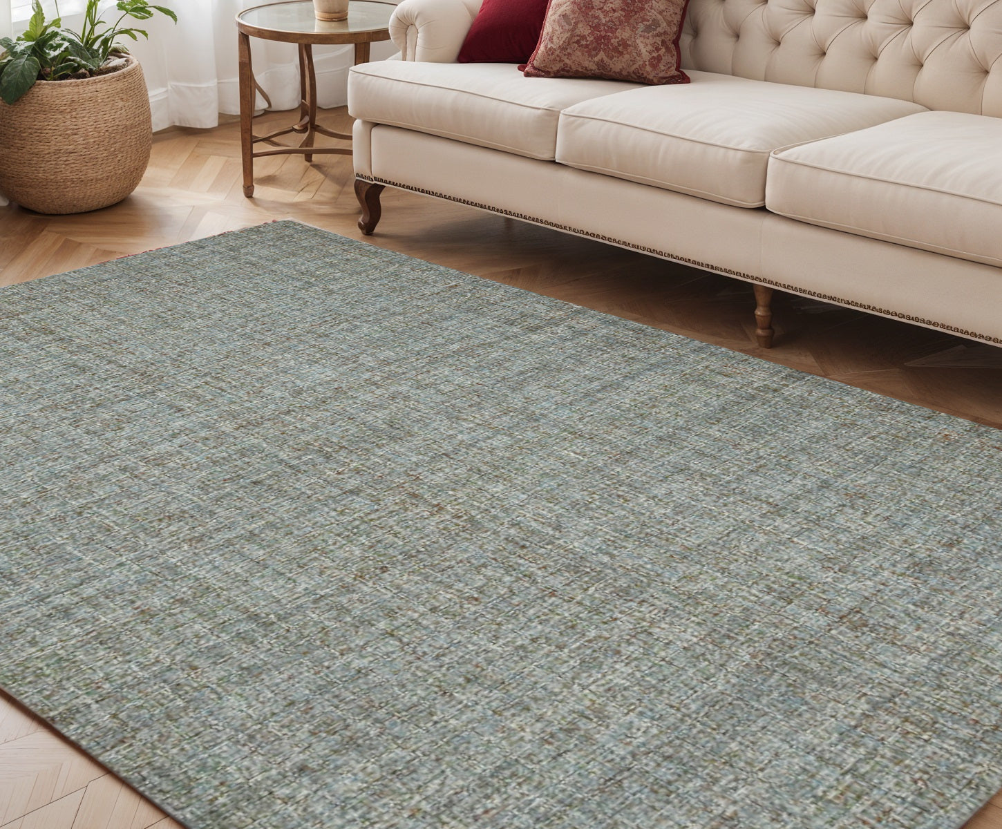 5 X 7 Light Blue And Gray Wool Abstract Hand Tufted Area Rug