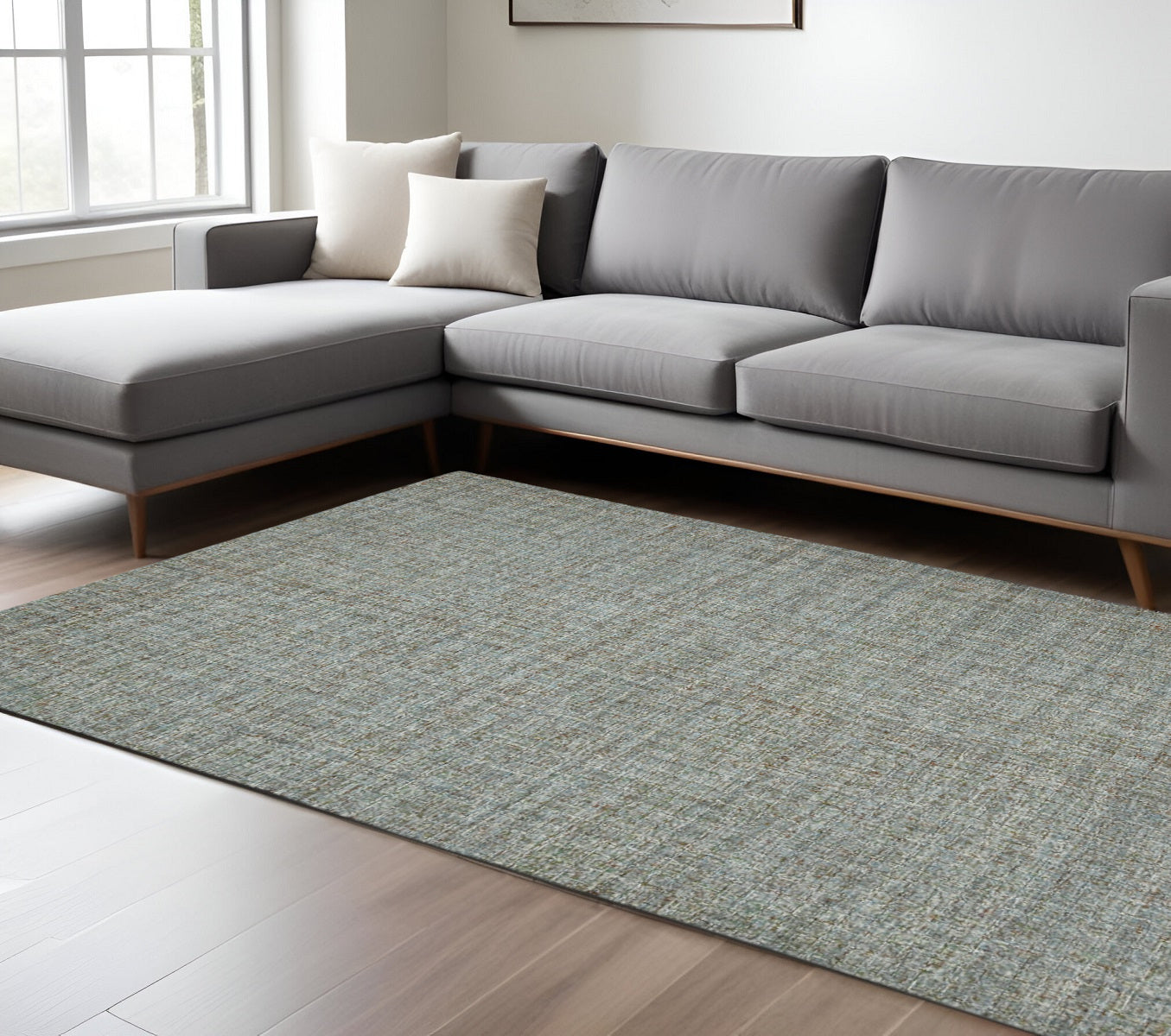 9 X 12 Light Blue And Gray Wool Abstract Hand Tufted Area Rug