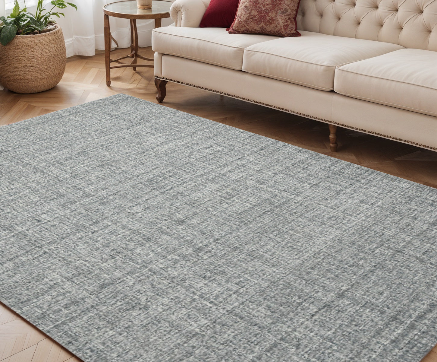 5 X 7 Gray And Ivory Wool Abstract Hand Tufted Area Rug