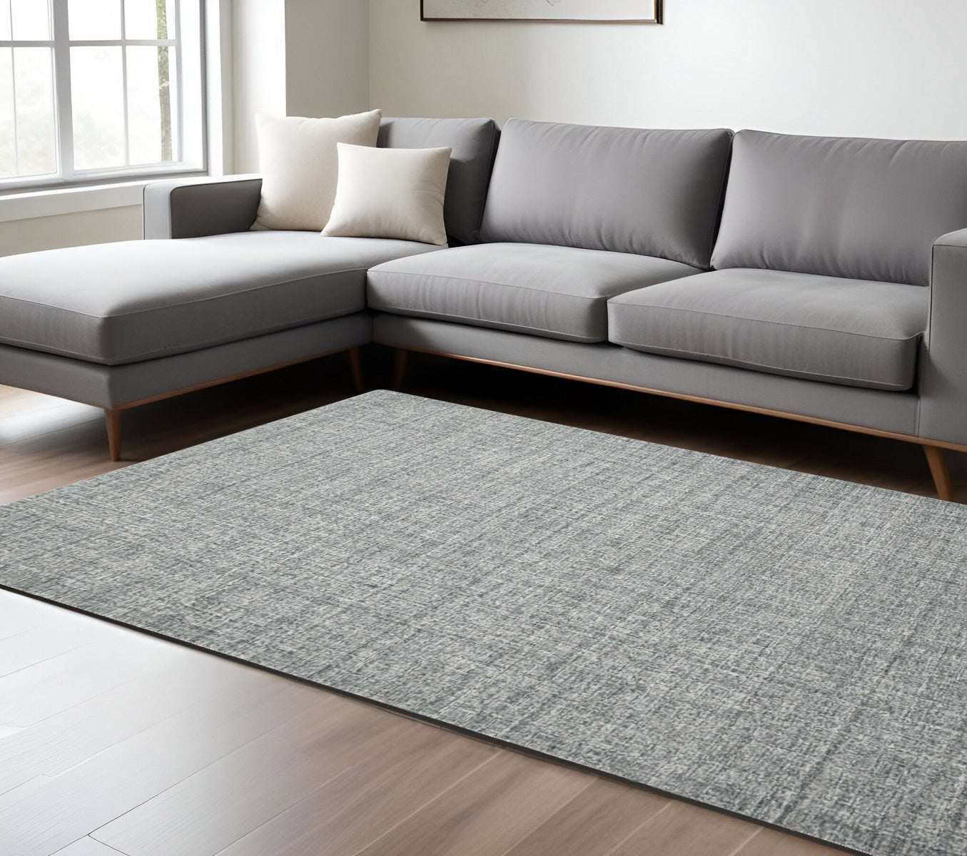 8 X 10 Gray And Ivory Wool Abstract Hand Tufted Area Rug