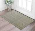 2 X 3 Brown And Gray Wool Plaid Hand Tufted Area Rug