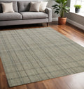 5 X 7 Brown And Gray Wool Plaid Hand Tufted Area Rug