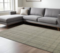 9 X 12 Brown And Gray Wool Plaid Hand Tufted Area Rug