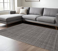 8 X 10 Graphite And Ivory Wool Plaid Hand Tufted Area Rug