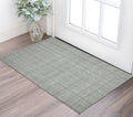 2 X 3 Gray Blue And Ivory Wool Plaid Hand Tufted Area Rug
