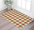 2 X 3 Orange Beige And Brick Red Wool Plaid Hand Tufted Area Rug