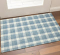 2 X 3 Blue And Ivory Wool Plaid Hand Tufted Area Rug