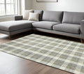 9 X 13 Gray And Ivory Wool Plaid Hand Tufted Area Rug