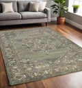 5 X 7 Ivory Brown And Gray Wool Oriental Hand Tufted Area Rug