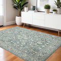4 X 6 Sky Blue Gray And Ivory Wool Oriental Hand Tufted Area Rug