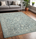 5 X 7 Sky Blue Gray And Ivory Wool Oriental Hand Tufted Area Rug