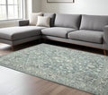 9 X 13 Sky Blue Gray And Ivory Wool Oriental Hand Tufted Area Rug