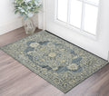 2 X 3 Denim Blue And Ivory Wool Oriental Hand Tufted Area Rug