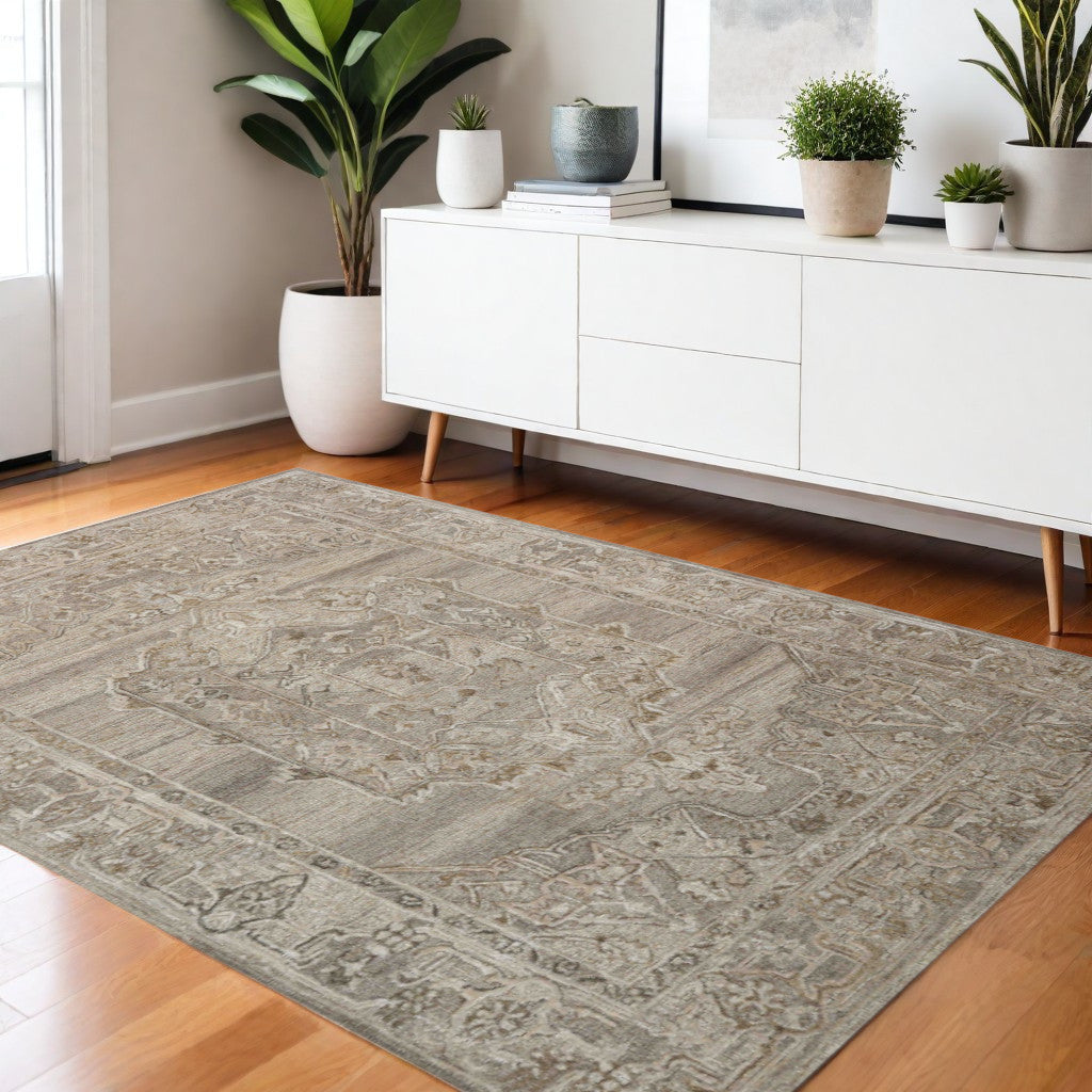 4 X 6 Brown And Beige Wool Oriental Hand Tufted Area Rug
