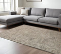 9 X 13 Brown And Beige Wool Oriental Hand Tufted Area Rug