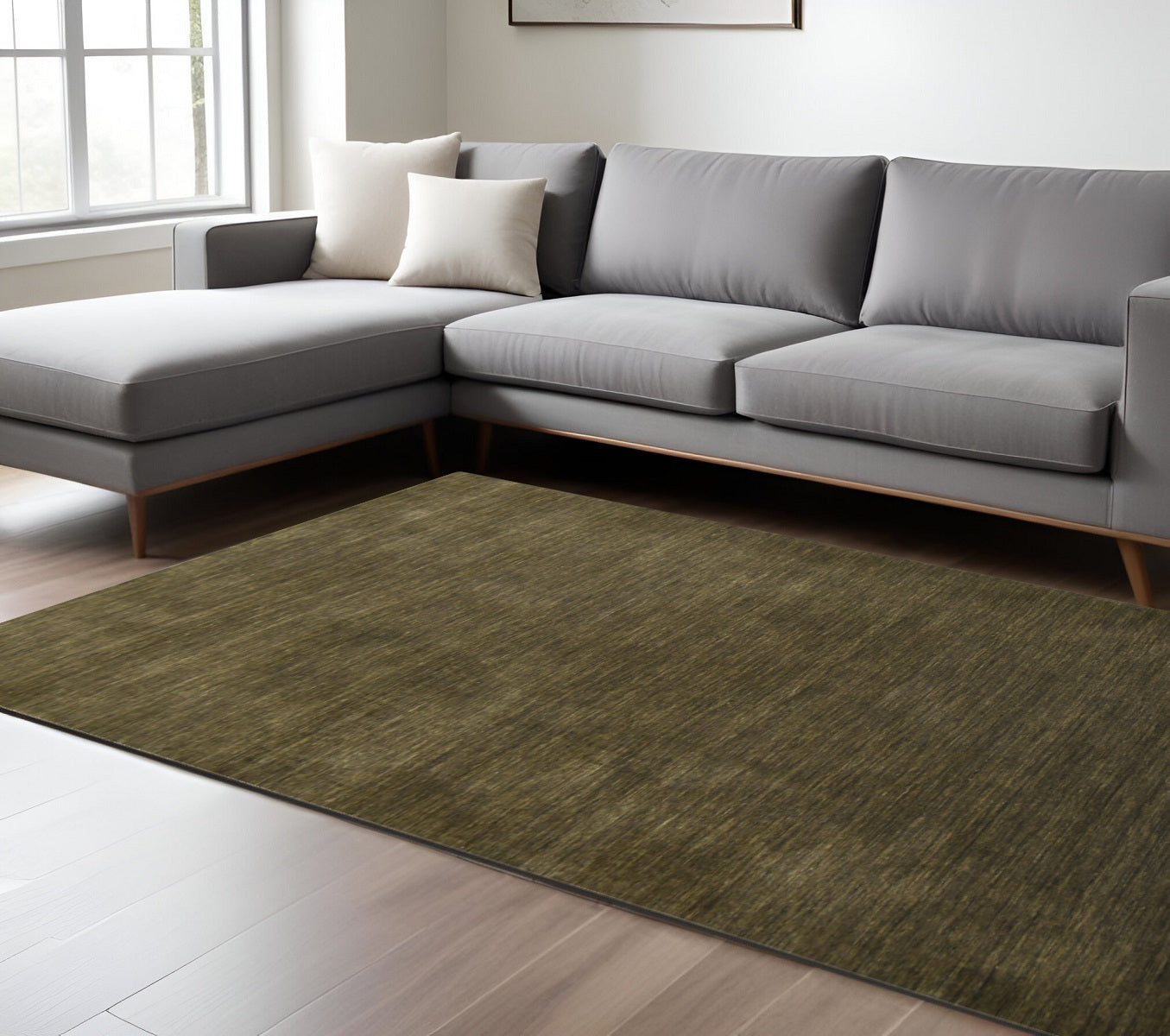 8 X 10 Brown Wool Hand Woven Area Rug