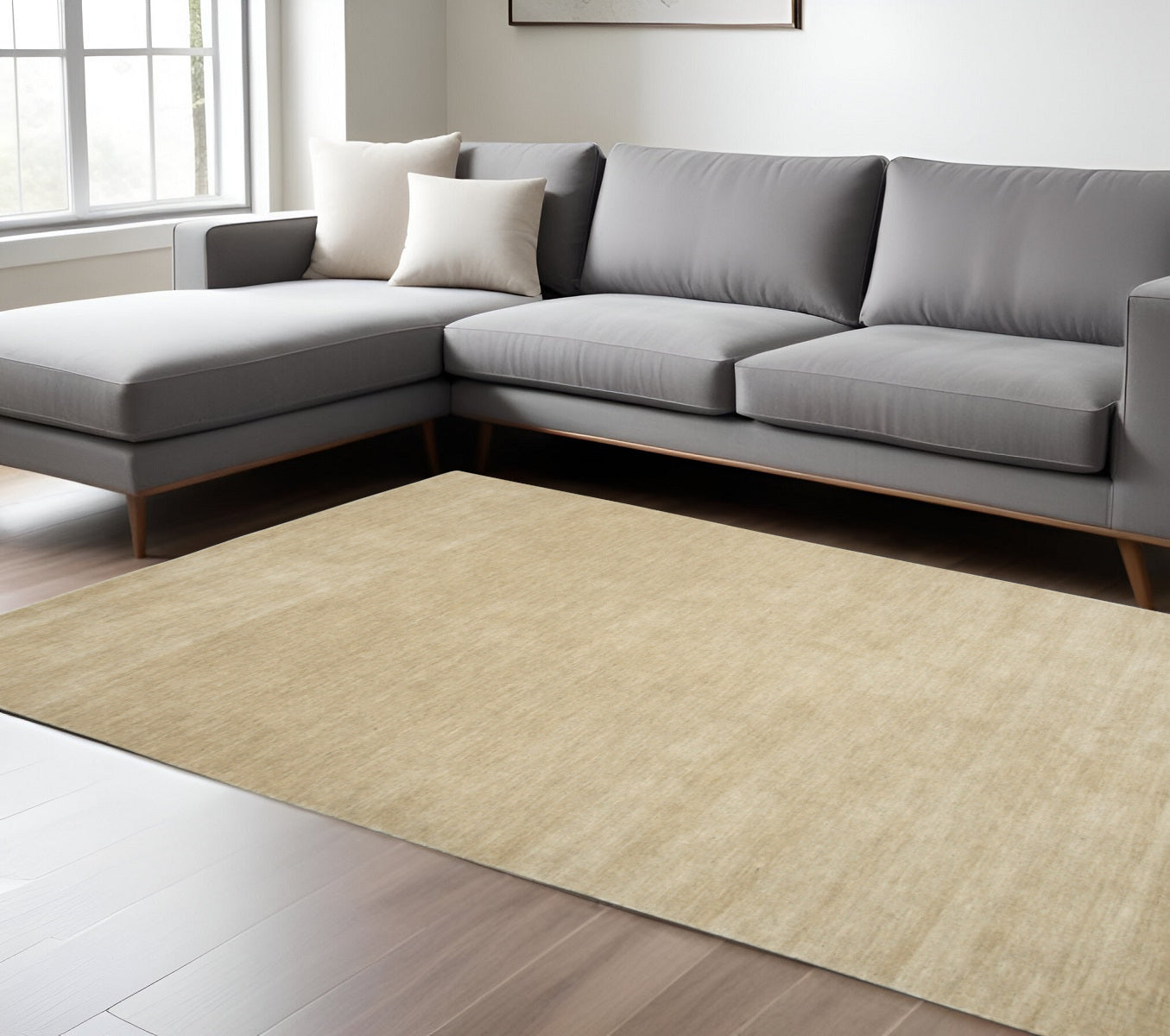 10 X 14 Ivory Wool Hand Woven Area Rug