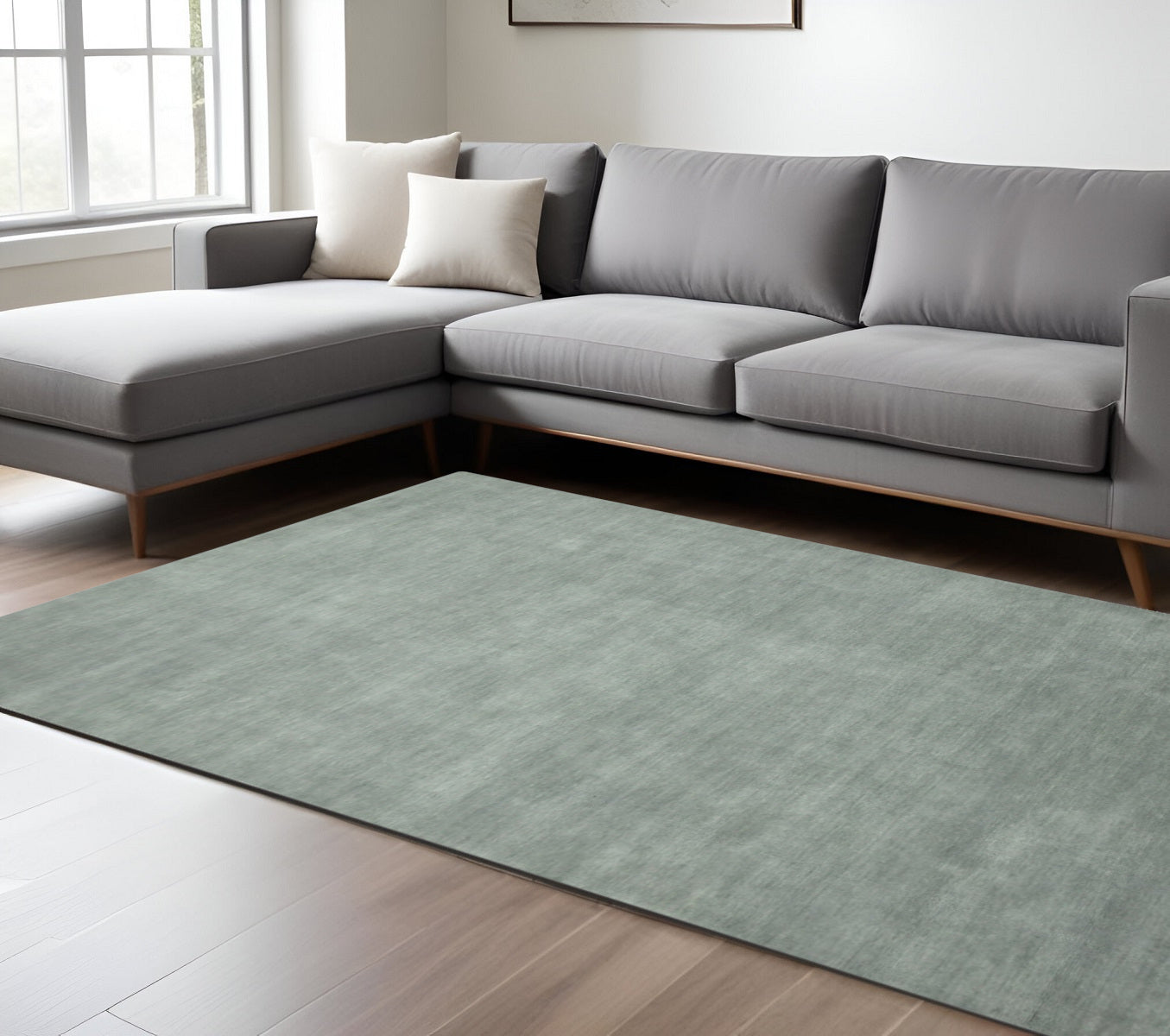 9 X 12 Gray Wool Hand Woven Area Rug
