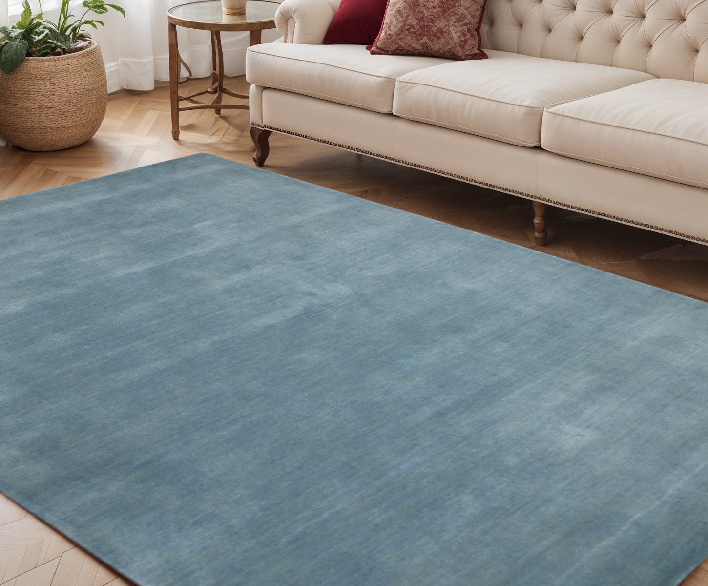 5 X 8 Light Blue Wool Hand Woven Area Rug